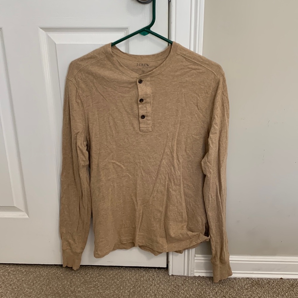 J. Crew Tan/Beige 3-Button Henley. Size Small